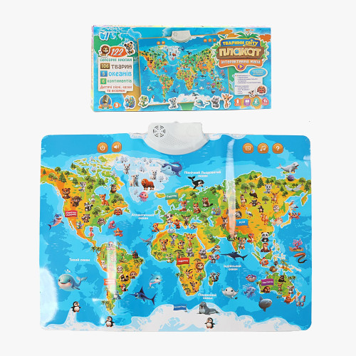 Інтерактивний плакат «Мапа світу» WToys українською мовою