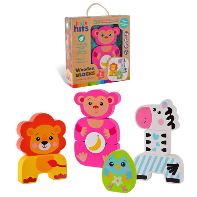 Дерев’яна іграшка Kids Hits  – кубики, 10 деталей, 4 персонажі