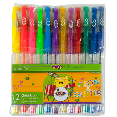 Набір гелевих ручок Zibi NEON+GLITTER, 12/18 кольорів