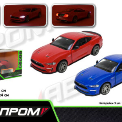 Машина мет. АВТОПРОМ  1:34 Ford Mustang GT, батар,світло,звук,відкр.двері,кор. 18*9*8см