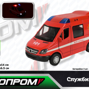 Машина мет. АВТОПРОМ"Пожежна охорона" батар.,світло,звук,у короб.17*14*6,5см