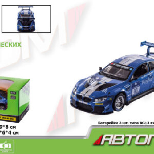 Машина мет. АВТОПРОМ  1:32 BMW M6 GT3 ,батар, світло,звук,відкр..двері, короб. 18*9*9см