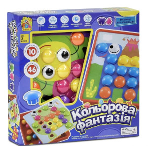 Мозаїка "Кольорова фантазія" 7033 "4FUN Game Club", 10 платформ з малюнками, 46 елементів, у коробці