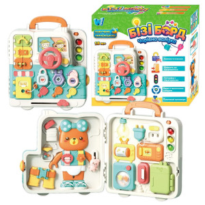 Бізіборд 34918 "WToys" ОЗВУЧУВАННЯ УКРАЇНСЬКОЮ МОВОЮ, 3 казки, 3 пісні, звуки, підсвічування, віршики, пальчикові ігри, замочки, в коробці 