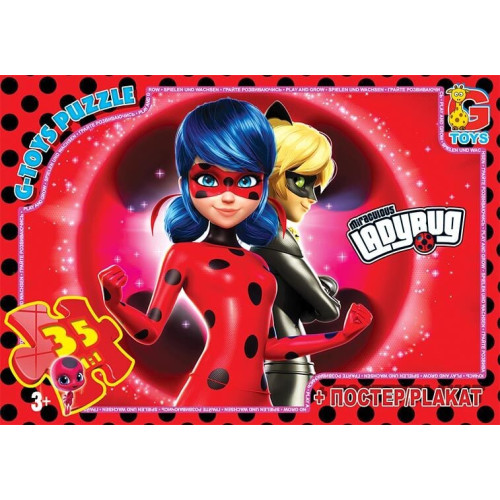Пазли 35 eл. "G Toys" "Ледi Баг"  + постер, в коробці 