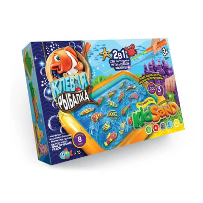 Гра настільна Danko toys Кльова риболовля та кінетичний пісок 2 в 1 велика