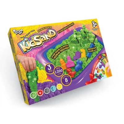 Кінетичний пісок Kid Sand 1200 г + пісочниця, в коробці 19х26х7см, Danko Toys