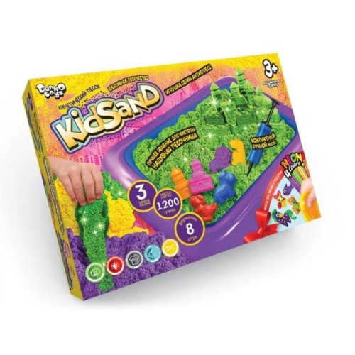Кінетичний пісок Kid Sand 1200 г + пісочниця, в коробці 19х26х7см, Danko Toys