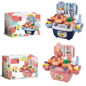 Кухня, плита, ллється вода (механіч.), посуд, продукти, 14 дет., 2 кольори, кор., 25-18-4,5см