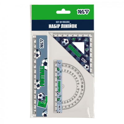 Набір лінійок Yes Football 3 предмети лінійка 15 см 370709