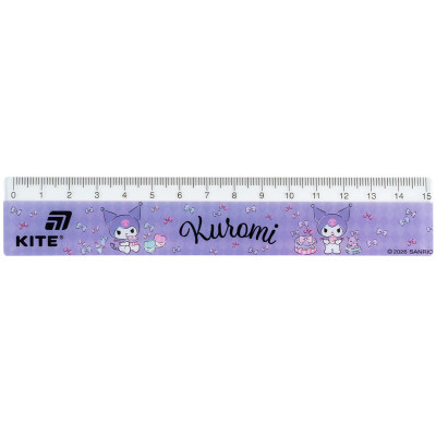 Лінійка пластикова Kite Kuromi, HK26-090-1, 15 см
