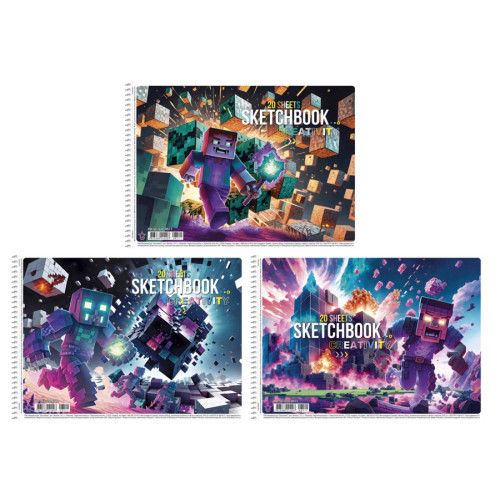 Альбом для малювання, спiраль, 20арк., 100г/м2, УФ-лак, PB-SC-020-8511 Star