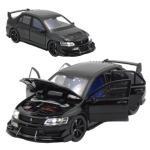 Машинка металева Авто Експерт Mitsubishi Lancer Evo 1:32 відчиняються двері капот багажник світло/звук Чорна