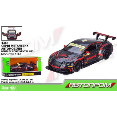 Машина 4364 мет. АВТОПРОМ 1:43 "Bentley Continental GT3 Concept", відкр.двері, в коробці