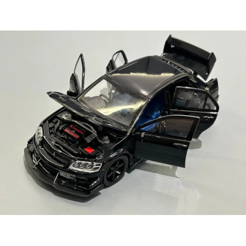 Машинка металева Авто Експерт Mitsubishi Lancer Evo 1:32 відчиняються двері капот багажник світло/звук Чорна