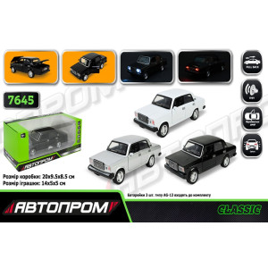 Машина мет. АВТОПРОМ 1:32-36 Lada 2107,3 кольори,батар.,світло,звук,у коробці 20*9