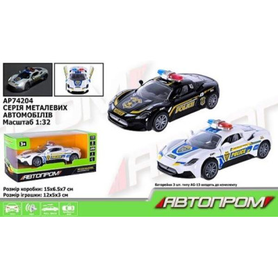 Машина мет. АВТОПРОМ арт. AP74204 (48шт) 1:32,2 кольори, відкр.двері, батар.,світ., звук