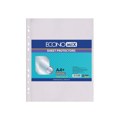 Файли Economix Crystal, А4+, 100 шт., 30 мкм., Фактура глянець (E31102)