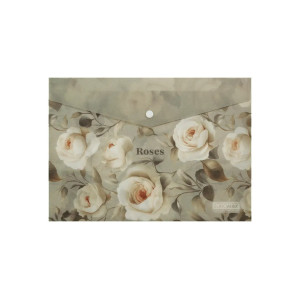 Папка конверт на кнопці з дизайном Roses, A4, пластик 180 мкм