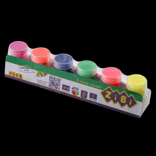 Фарби гуашеві Zibi NEON KIDS Line 6х20 мл
