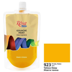 Фарба гуашева ROSA Studio жовта темна 923, 200 мл