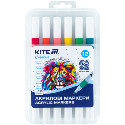 Маркери акрилові Kite Creative 12 кольорів
