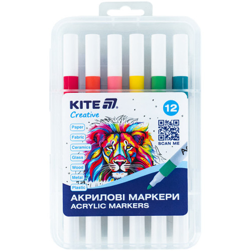 Маркери акрилові Kite Creative 12 кольорів