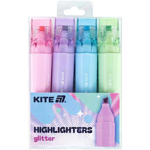 Маркер Highlighter Kite Creative Glitter набір 4 кольори