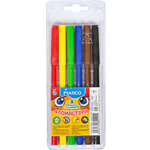 Фломастери Marco 6 кольорів Super Washable