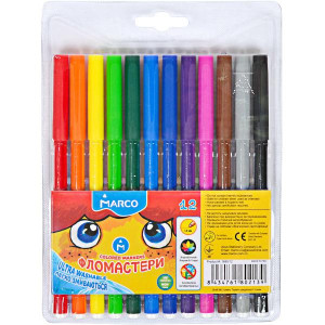 Фломастери Marco 12 кольорів Super Washable 