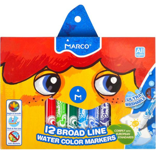 Фломастери Marco Super Washable Jumbo 12 кольорів 
