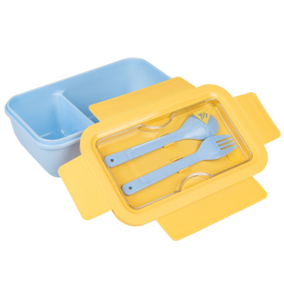 Ланчбокс Yes Fusion 850 мл з приладдям жовто-блакитний 