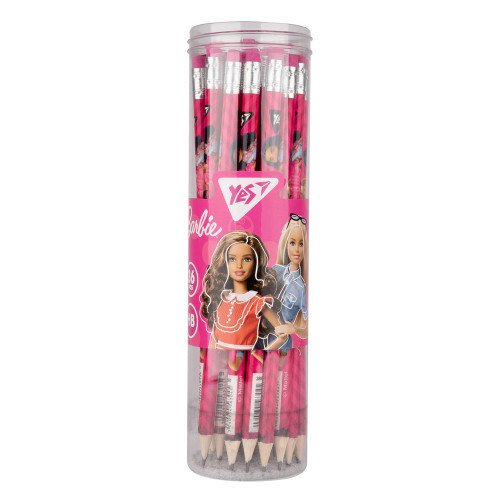 Олівець чорнографітний YES Barbie круглий з гумкою