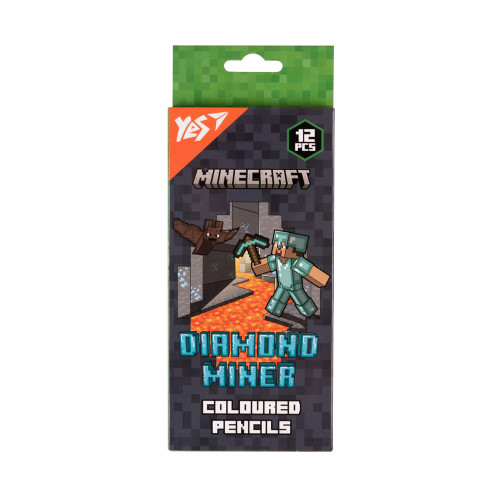 Олівці кольорові Yes 12 кольорів Minecraft Diamond Miner