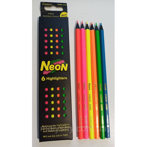 Олівці кольорові Marco Neon 6 кольорів 