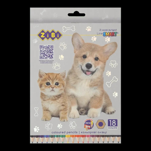 Олівці кольорові ZiBi SMART Line Dogs and cats 18 кольорів 