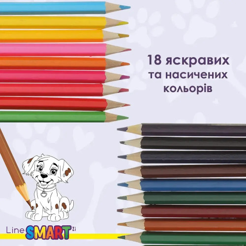 Олівці кольорові ZiBi SMART Line Dogs and cats 18 кольорів 