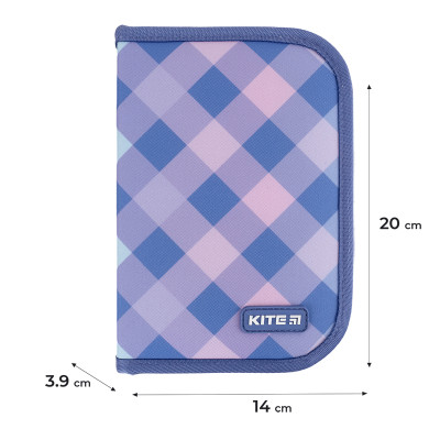 Пенал без наповнення Kite Purple Chequer1 відділення, 2 відвороти 