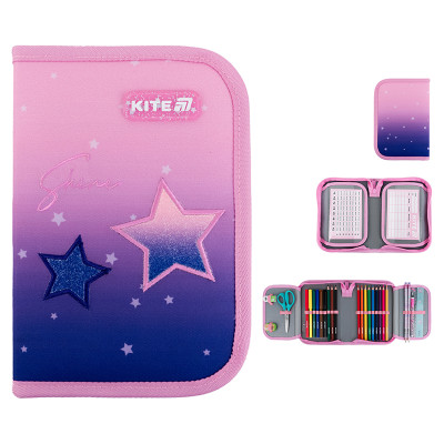 Пенал з наповненням Kite Sparkling  1 відділення, 2 відвороти