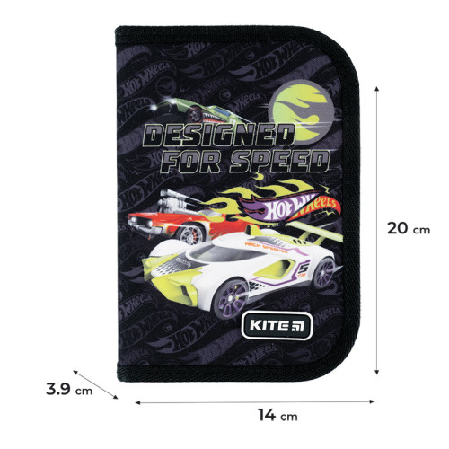 Пенал з наповненням Kite Hot Wheels 1 відділення, 2 відвороти