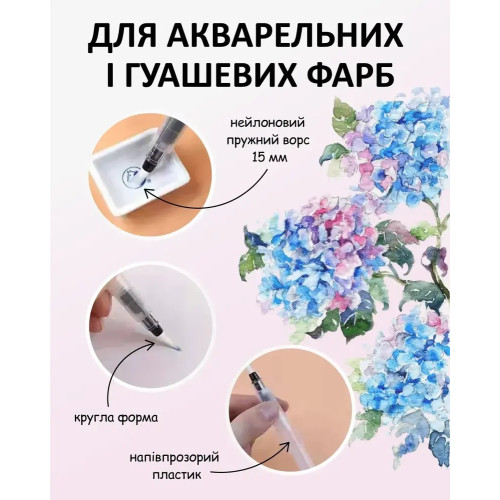 Пензель ZiBi нейлон круглий з резервуаром для води