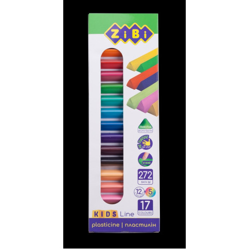 Пластилін ZiBi KIDS Line Neon 17 кольорів 272 г