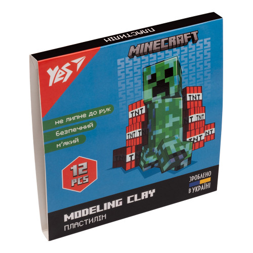 Пластилін Yes 12 кольорів 240 г Minecraft