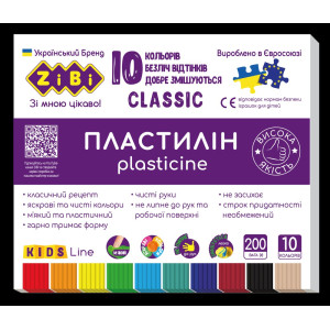 Пластилін ZiBi Classic 10 кольорів 200 г KIDS Line