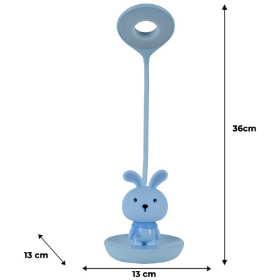 Настільна лампа LED з акумулятором Kite Bunny блакитна