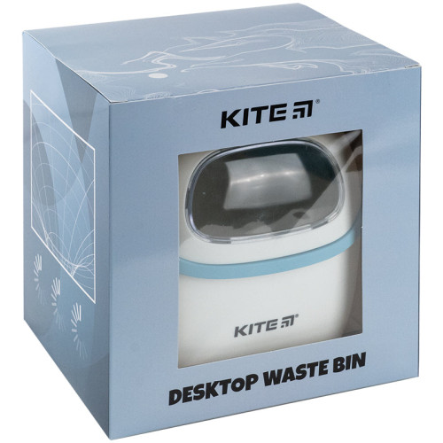 Настільний контейнер для сміття Kite K24-009-6, біло-блакитний