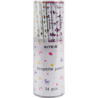 Олівець графітний Kite з кристалом, білий корпус