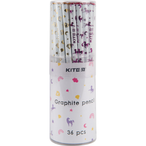 Олівець графітний Kite з кристалом, білий корпус