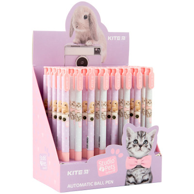 Ручка кулькова автоматична Kite Studio Pets синя
