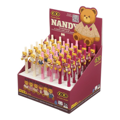Ручка кулькова автоматична ZiBi Bear Pink 0,7 мм Синя